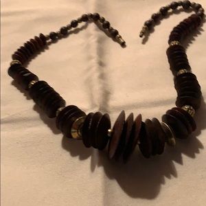 Art Deco .Dark Wood Necklace